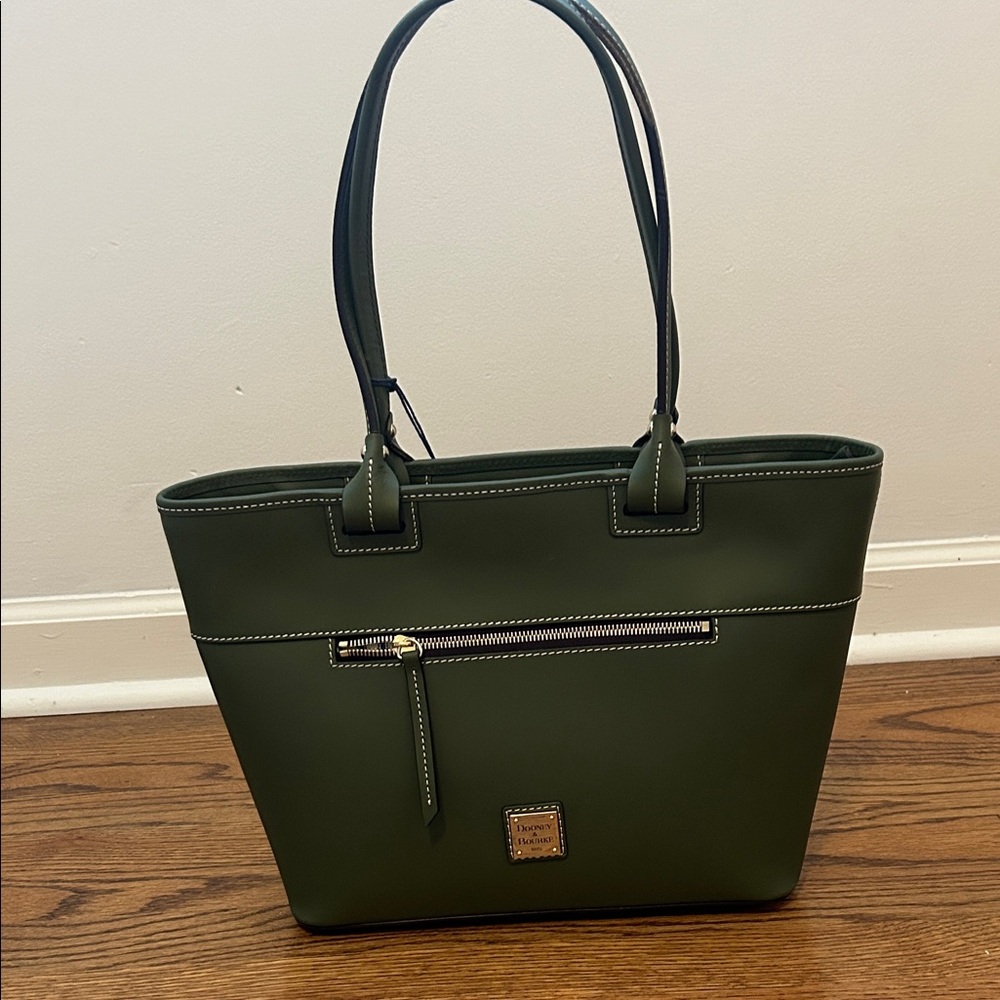 Brand New Dooney & Bourke Leather Olive Green Tote Bag